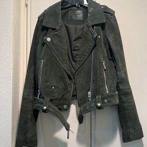 BlankNYC Green suede moto jacket